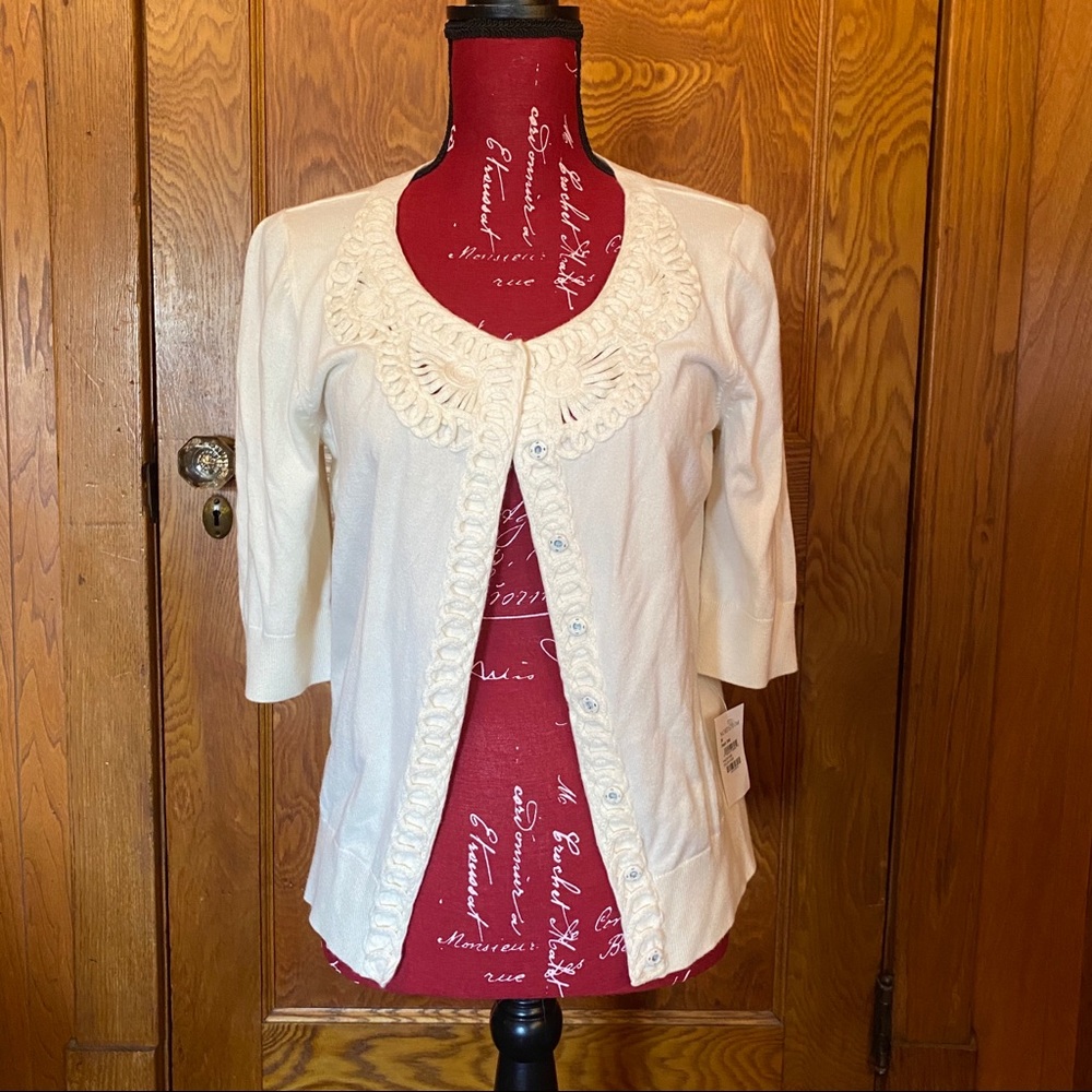 Ivory Halogen 3/4 sleeve cardigan
